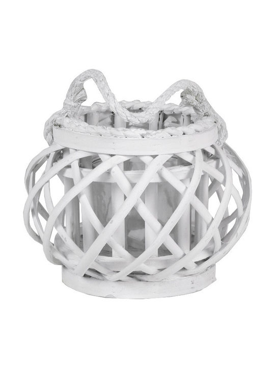 Tabletop Bamboo Lantern White 20x20x16cm