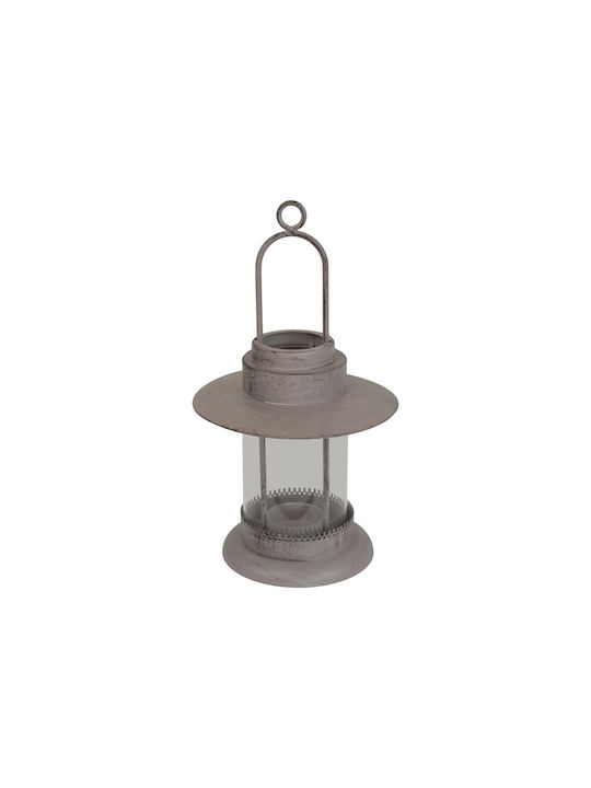 Tabletop Metallic Lantern Gray 18x10x10cm