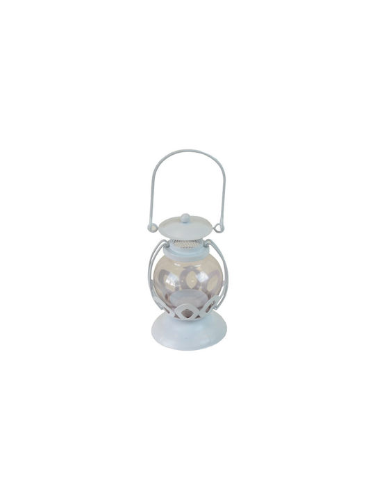 Tabletop Metallic Lantern White 13x8x8cm