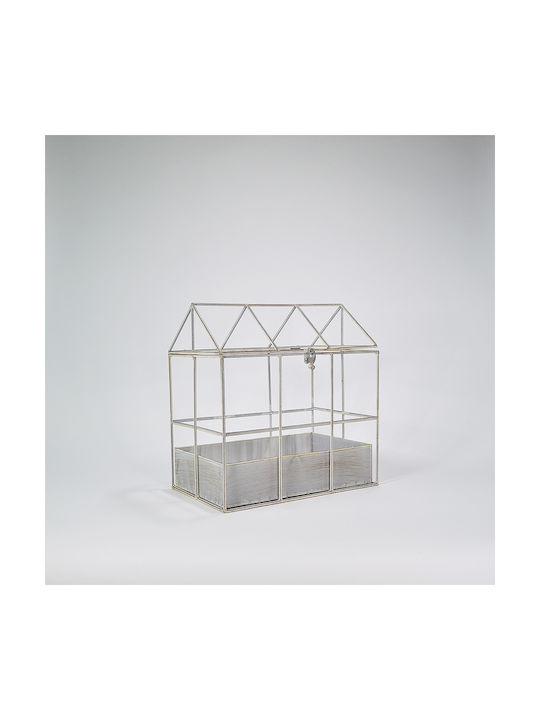 Tabletop Metallic Lantern Silver 34x21x35cm