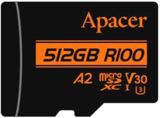 Apacer SDXC 512GB U3 V30 A2 UHS-I με αντάπτορα