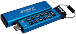 Kingston IronKey Keypad 200C 64GB USB 3.2 Stick cu conexiune USB-C Albastru