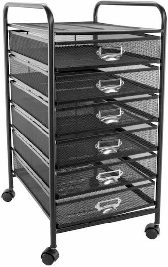 Büroaufbewahrungsschublade aus Holz mit Rädern Schwarz 29,2x37,5x61cm