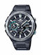 Casio Edifice Ανδρικό Ρολόι Χρονογράφος Solar με Μαύρο Μεταλλικό Μπρασελέ
