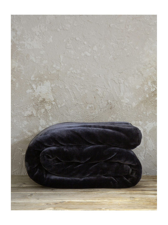 Nima Coperta Κουβέρτα Βελουτέ Υπέρδιπλη 240x260εκ. Black