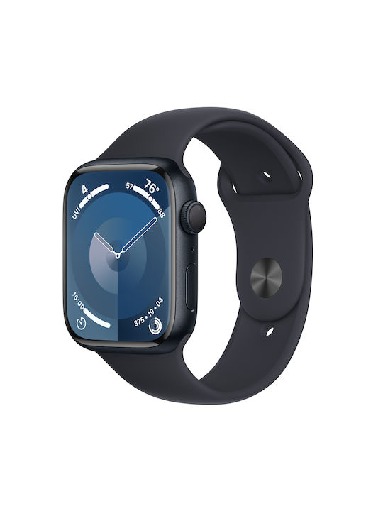 Apple Watch Series 9 Aluminiu 45mm Rezistent la apă cu pulsometru (Midnight cu bandă sport Midnight (M/L))