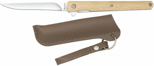 Albainox Wood Taschenmesser Beige in Lederhülle
