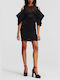 Karl Lagerfeld Mini Βραδινό Φόρεμα Σατέν Μαύρο