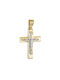 Papoulidis Jewellery Herren Gold Kreuz 14K mit dem Gekreuzigten mit Kette