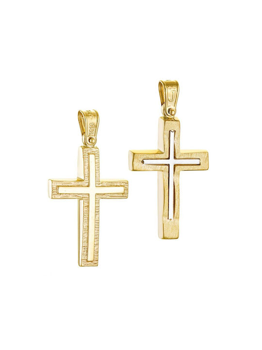 Papoulidis Jewellery Herren Gold Kreuz 14K mit Kette