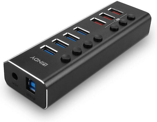 Lindy USB-Hub 7 Anschlüsse USB 3.0 mit Anschluss an einen Computer USB-A