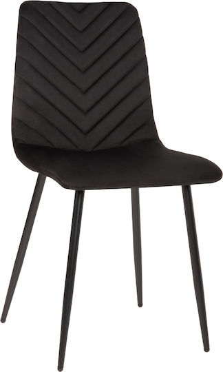 Latrell Dining Room Velvet Chair Black Velvet-Black Metal 43x54x88cm 4pcs