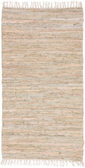 Persika Leather Rugs Solid Leder mit Fransen Light Grey