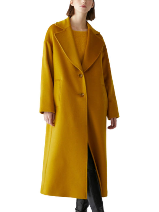 Pennyblack Γυναικείο Κίτρινο Παλτό με Κουμπιά