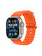 Apple Watch Ultra 2 Ocean Band Titanium 49mm Αδιάβροχο με eSIM και Παλμογράφο (Orange Ocean Band)