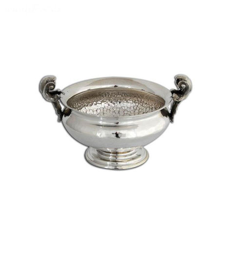 SilverBrand.gr Dekorative Schale Silber mit Sockel Silber 12x12x9cm