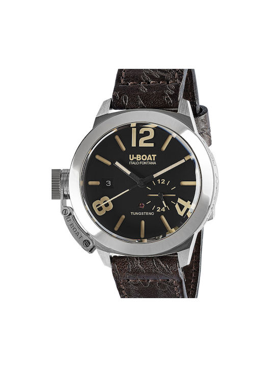 U-Boat Classico Tungsteno Ανδρικό Ρολόι 42mm Αυτόματο με Μαύρο Δερμάτινο Λουράκι
