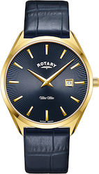 Rotary Ultra Slim Ρολόι Μπαταρίας με Χρυσό Δερμάτινο Λουράκι
