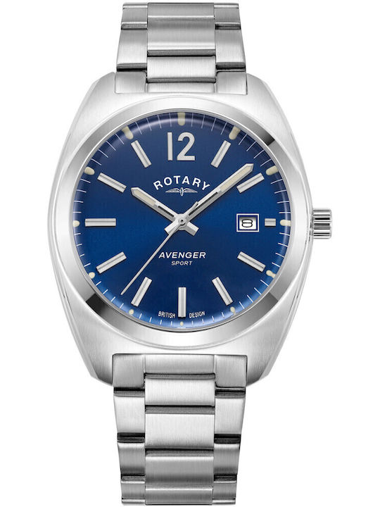 Rotary Avenger Men's Watch 38mm Battery with Silver Stainless Steel Bracelet