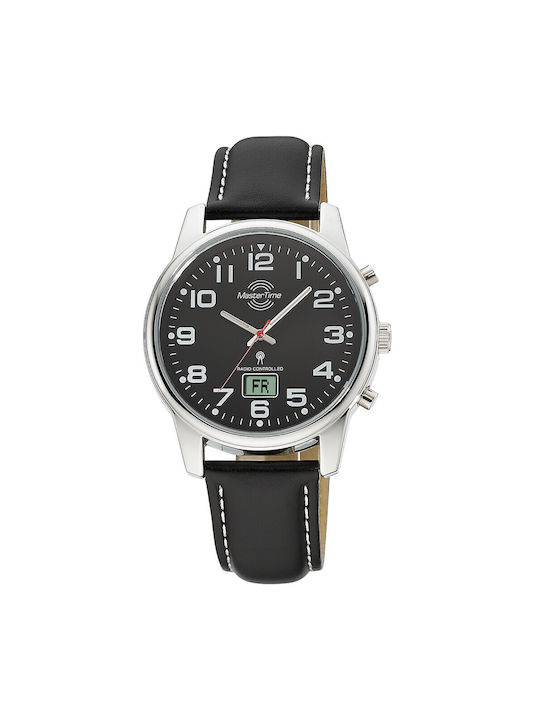 Master Time Watch Battery with Silver Leather Strap