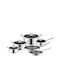 Cheffinger Pots Set of Stainless Steel with No Coating Silver 10pcs