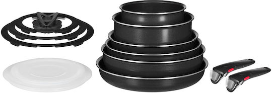 Tefal Ingenio Easy Cook & Clean Aluminum Black Cookware Set 6 Pieces