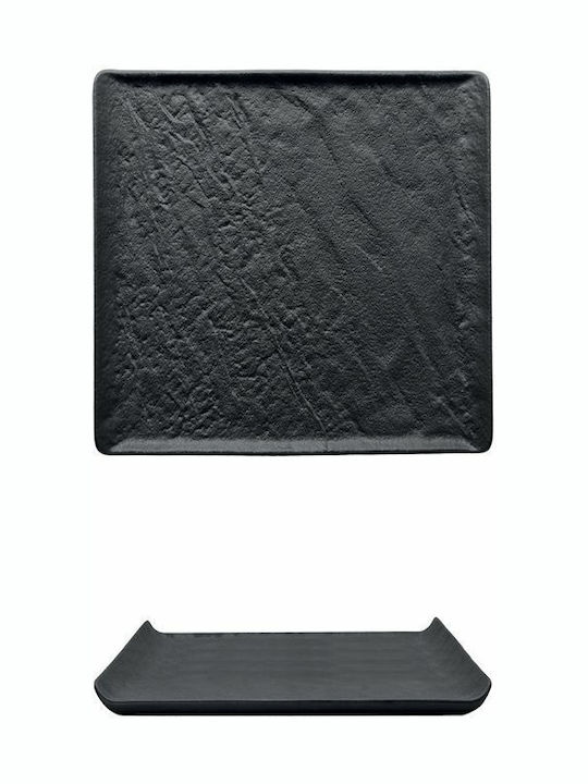 Servierplatte Quadratisch aus Porzellan Schwarz 17.5x17.5cm 6Stück
