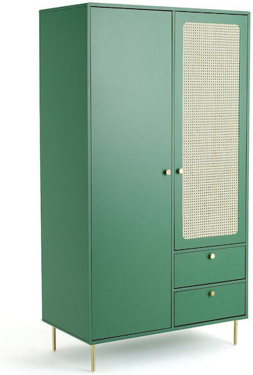 Redpop Two Door Wardrobe with 2 Drawers Green 100x55x185cm