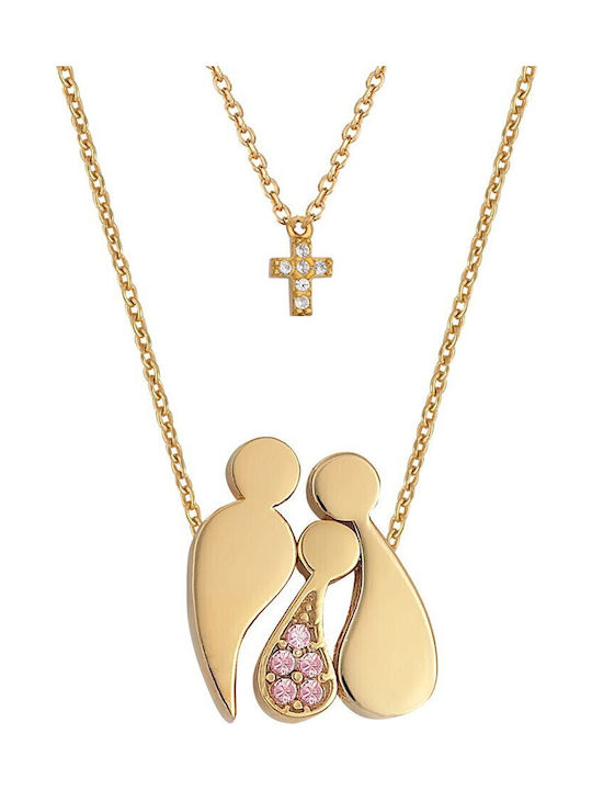 Verorama Double Family Necklace Made of Gold Pl...