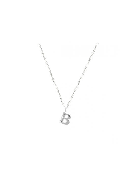 Art d or Necklace Monogram from White Gold 9 K with Zircon