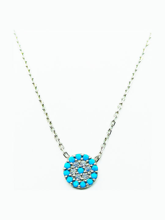 PS Silver Necklace Eye Made of Silver with Turquoise Zircon