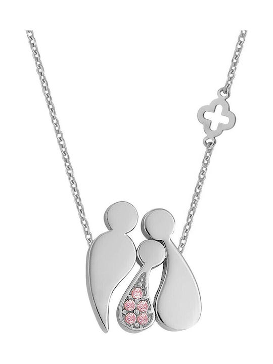 Verorama Family Necklace Made of Silver Pink