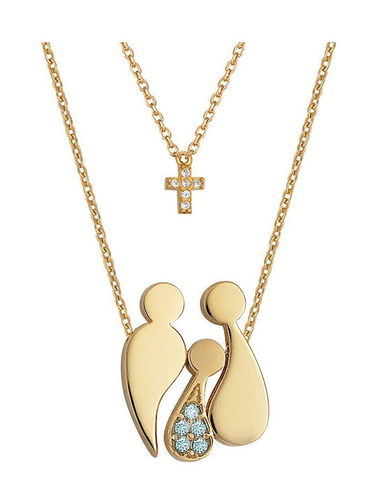 Verorama Double Family Necklace Made of Gold Pl...
