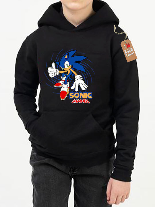 Rock Deal Παιδικό Φούτερ με Κουκούλα Μαύρο Sonic