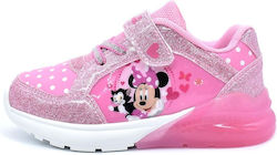 Minnie Mouse Παιδικά Sneakers με Φωτάκια Ροζ