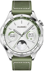 Huawei Watch GT 4 Stainless Steel 46mm Αδιάβροχο με Παλμογράφο (Green Composite Strap)