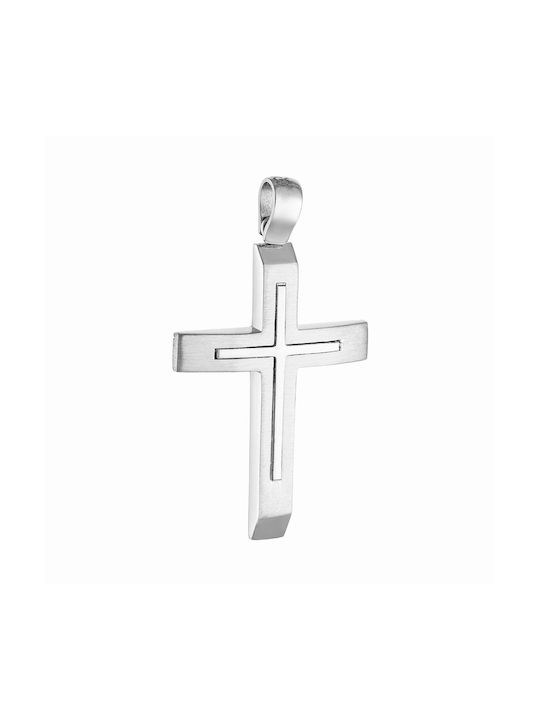 Papoulidis Jewellery Men's White Gold Cross 14K with Chain