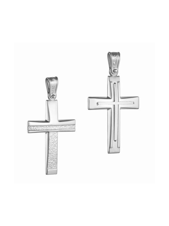 Papoulidis Jewellery Herren Weißgold Kreuz 14K mit Kette