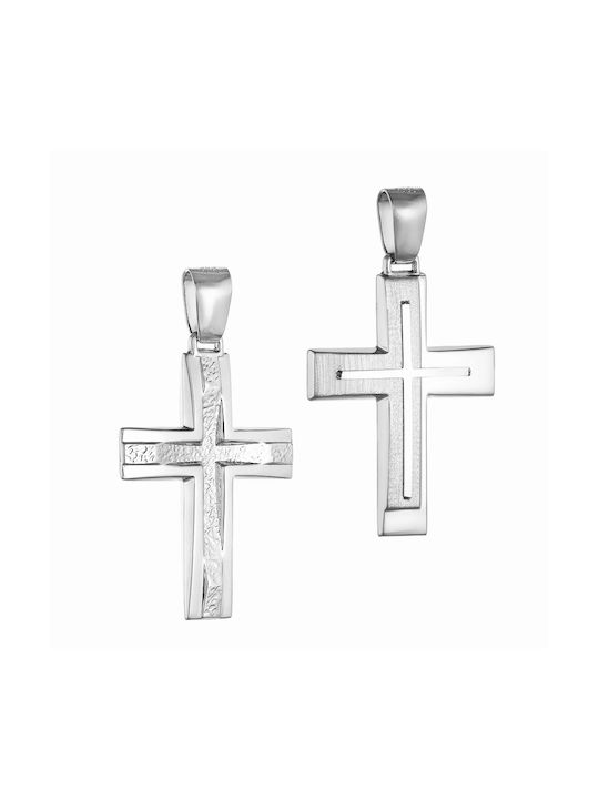 Papoulidis Jewellery Herren Weißgold Kreuz 14K mit Kette