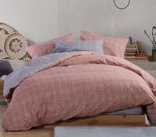 Nef-Nef Homeware Clover Σετ Σεντόνια Μονά Φανελένια 160x260εκ. Κόκκινο (3τμχ)