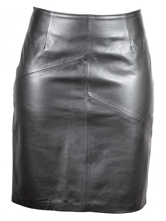 Ageridis Leather Δερμάτινη Mini Φούστα σε Μαύρο χρώμα