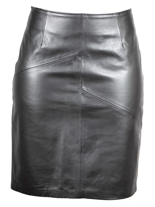 Ageridis Leather Leather Mini Skirt in Black color