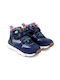 Anatomical Leather Kids Boots with Velcro Blue
