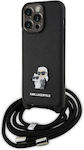 Karl Lagerfeld Saffiano Karl Back Cover Metallic with Strap Black (iPhone 15 Pro Max) KLHCP15XSAKCPSK