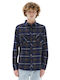 Long-sleeved Flannel Shirt Checked Blue Olive