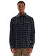 Long-sleeved Flannel Shirt Checked Black Blue