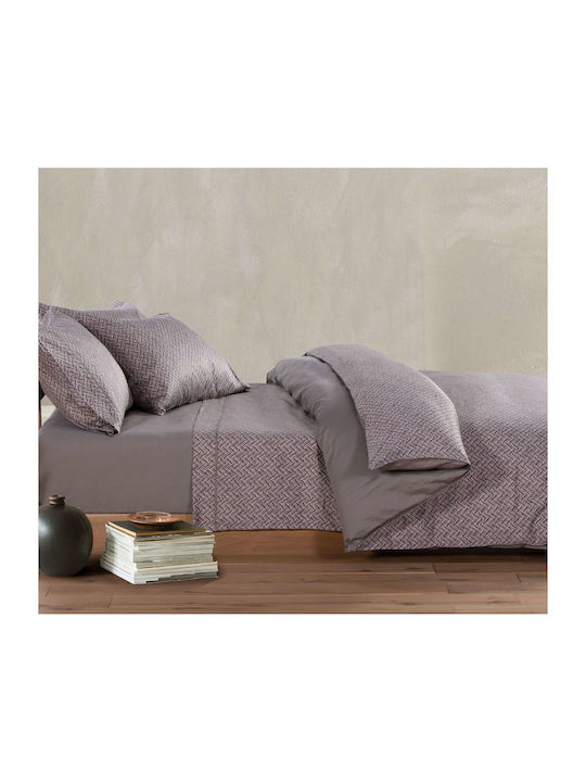 Nef-Nef Homeware Victory Super Double Cotton Satin Duvet Cover Set with Pillowcases 240x230 Grey