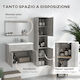Kleankin Countertop with Sink, Mirror & Column Matte Lacquer L60xW40xH50cm Gray