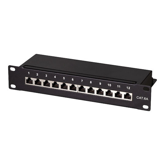 LogiLink Екраниран пач панел за рафт 1U 10" Черен