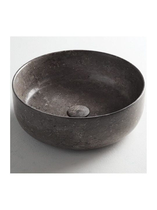 Fossil Vessel Sink marble 39x39x14cm Grey